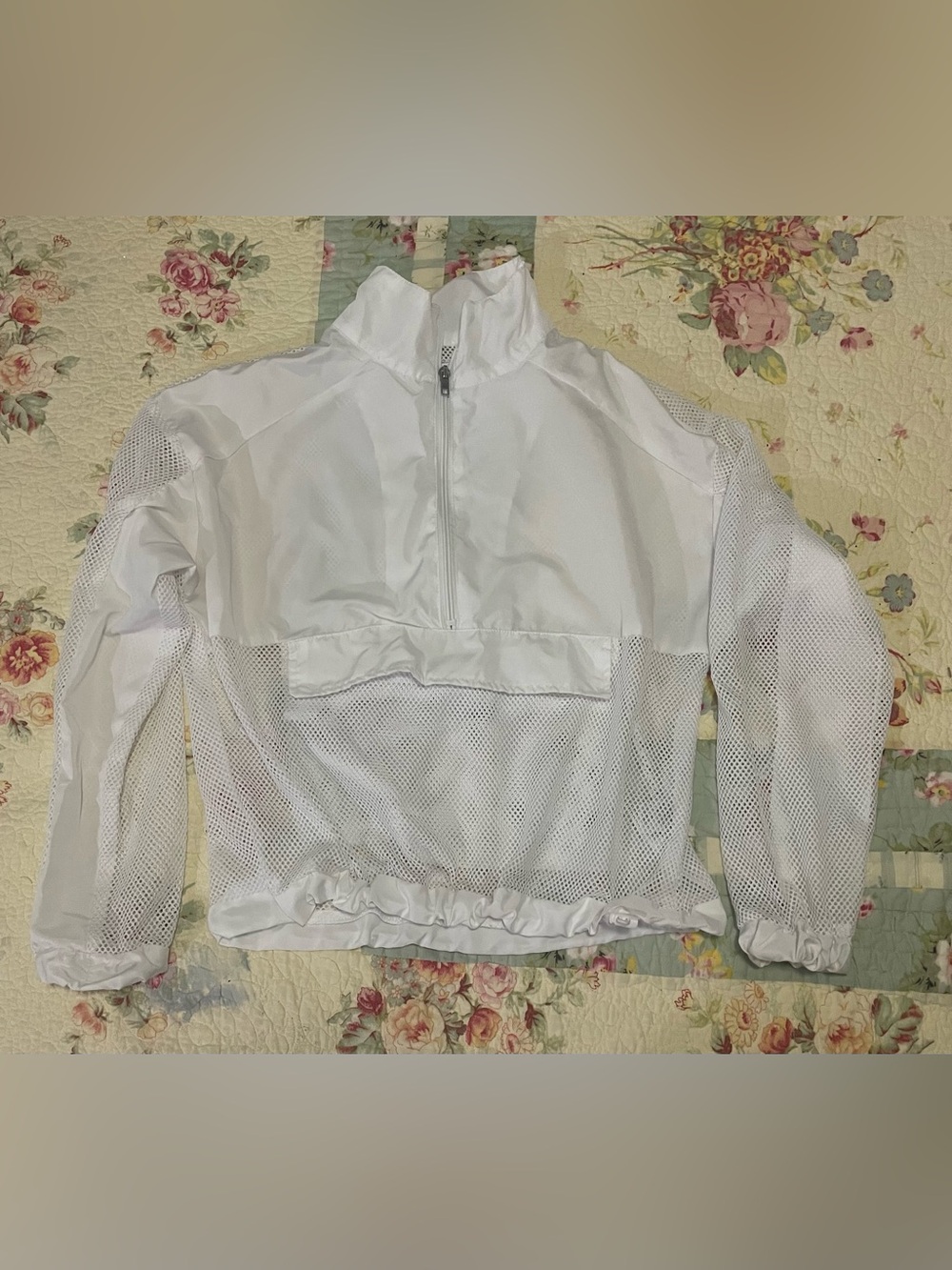 Angel Kiss White Mesh Half-Zip Pullover Hoodie